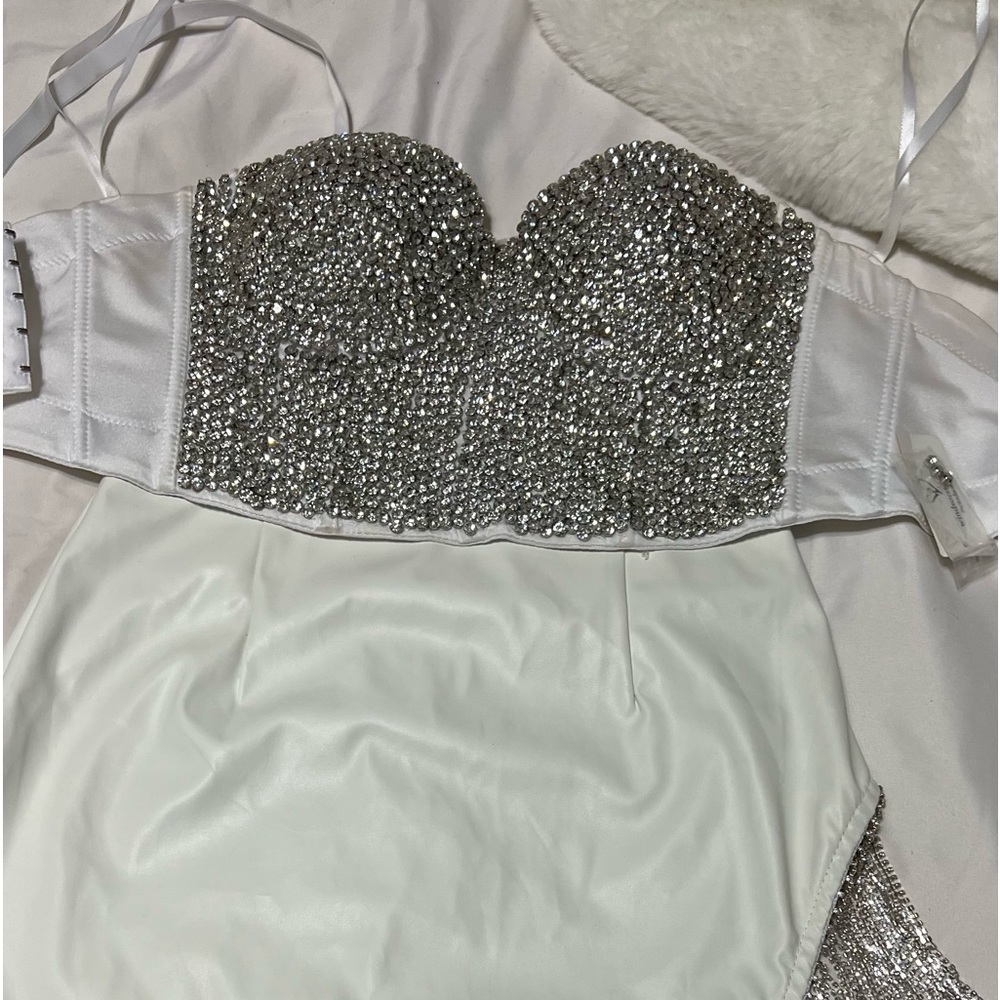 White mini skirt and bustier top Wore this for my birthday pictures only